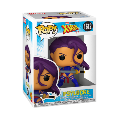 Funko Pop Psylocke personagem X-Men caixa
