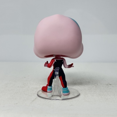 Figura Funko Pop colorida de costas com cabeça rosa grande