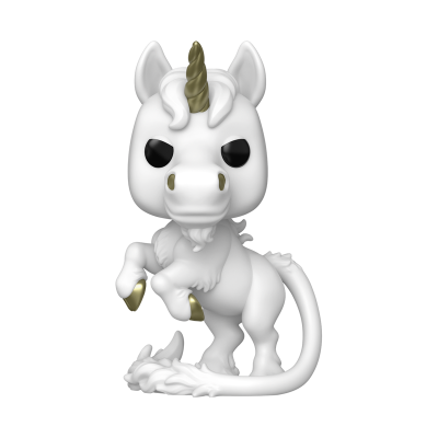 Figura colecionável de unicórnio branco com chifres dourados