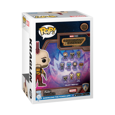 Caixa da figura Funko Pop! Kraglin com design da Marvel Studios Guardians of the Galaxy.