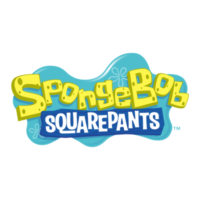 Logotipo de SpongeBob SquarePants com letras amarelas e fundo azul