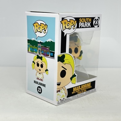Figura Pop! Vinyl Marjorine da série South Park em embalagem branca com ilustrações e texto