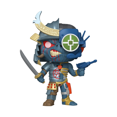 Figura estilizada com armadura samurai, katana e pistola