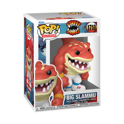 Figura Funko Pop! Street Sharks Big Slammu de vinil numa caixa com janela.