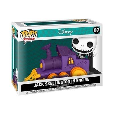 Figura POP! Trains Disney Jack Skellington em motor roxo na caixa