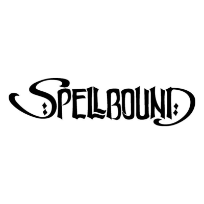 Logótipo preto com texto SPELLBOUND em fonte decorativa