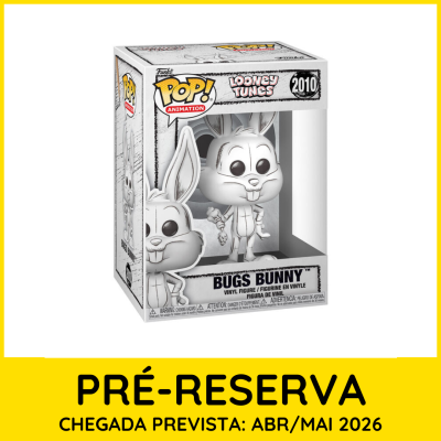 Figura Funko Pop de Bugs Bunny da Looney Tunes em caixa com indicação de pré-reserva e data de chegada 2026
