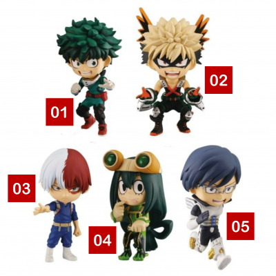 Figuras de ação dos personagens de My Hero Academia em estilo chibi