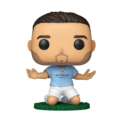 Boneco Funko Pop jogador de futebol com camisa azul celeste do Manchester City