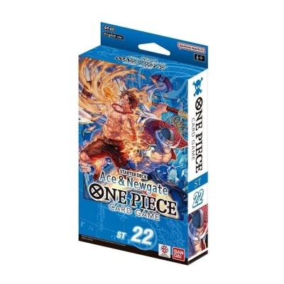 Caixa de jogo de cartas One Piece azul com ilustrações de personagens