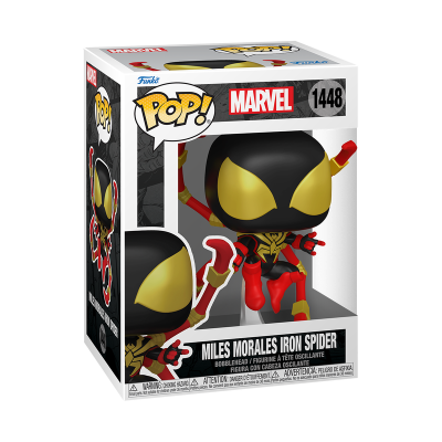 Figura Funko Pop! Miles Morales Iron Spider da Marvel na embalagem
