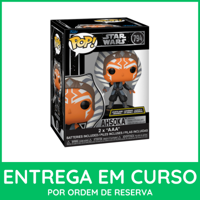 Caixa Funko Pop! Star Wars Ahsoka com figura laranja e branca