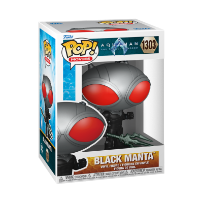 Figura Funko Pop Black Manta do filme Aquaman na embalagem