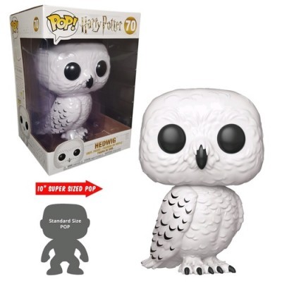Figura Funko Pop! Hedwig branca de Harry Potter na caixa e fora dela