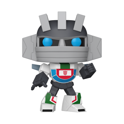 Figura Funko Pop Transformers Wheeljack cinzento e branco com olhos azuis