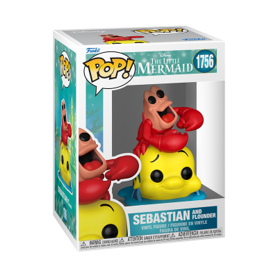 Figura POP! Sebastião e Linguado da Pequena Sereia em caixa.