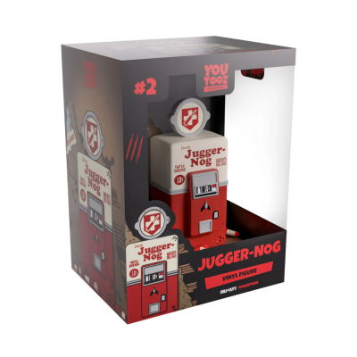 Figura vinil Jugger-Nog em caixa preta e vermelha com texto e imagem da figura.