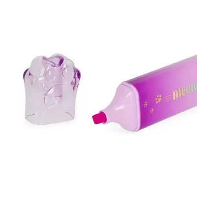 Marcador roxo e cor-de-rosa com tampa em forma de pata
