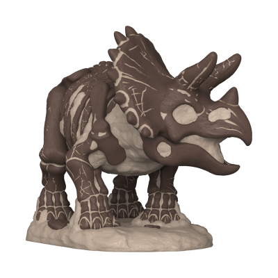 Figura decorativa de dinossauro Triceratops em tons castanho e bege