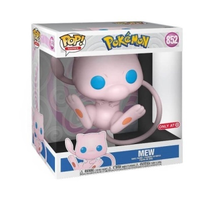Figura Funko Pop! Mew Pokémon vinil cor rosa olhos azuis caixa branca azul rosa nº852