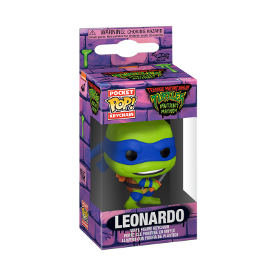 Chaveiro Funko Pop Leonardo da Teenage Mutant Ninja Turtles na embalagem