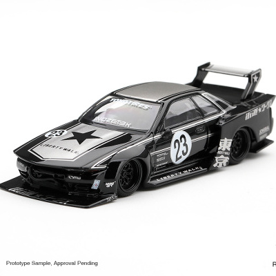 Miniatura carro corrida preto número 23 com spoilers