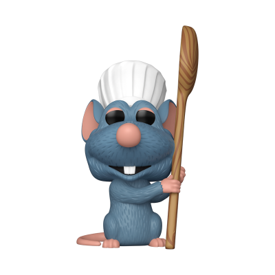 Figura de vinil de rato chef azul com chapéu branco e colher de pau