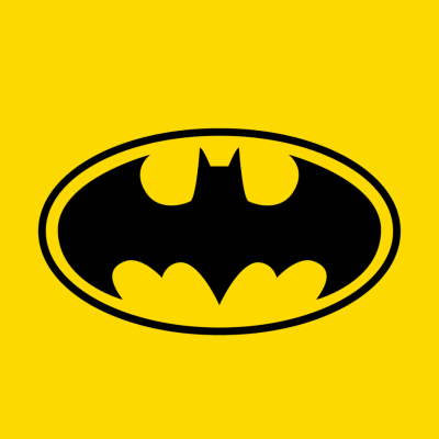 Logótipo do Batman preto num fundo amarelo