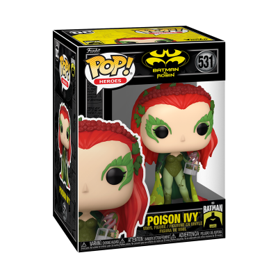 Funko Pop! de Poison Ivy da coleção Batman Robin embalado na caixa