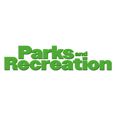 Texto verde Parks and Recreation em fundo branco