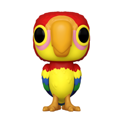Figura Funko Pop de papagaio colorido com olhos grandes