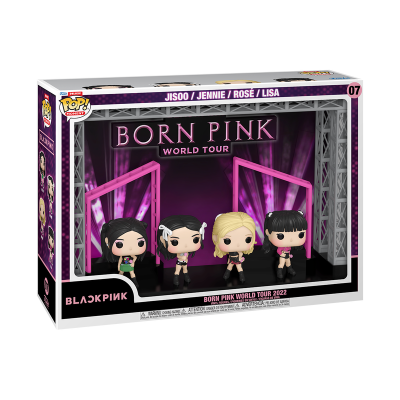 Conjunto POP! Funko BLACKPINK Born Pink World Tour com quatro figuras em embalagem de palco