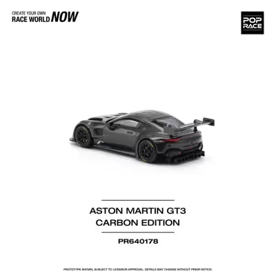 Miniatura de carro Aston Martin GT3 Carbon Edition preto com fibra de carbono e rodas pretas