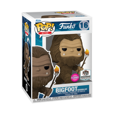 Funko Pop! Bigfoot nº 16 em embalagem de vinil com textura felpuda e tocha