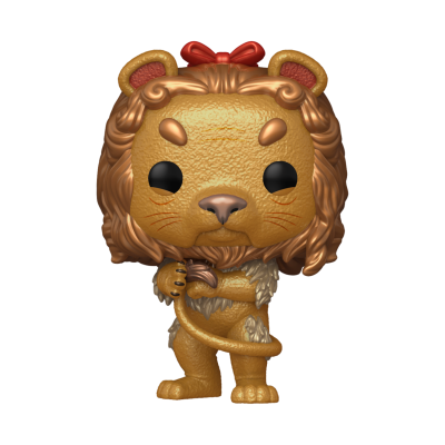 Figura Funko Pop de leão dourado com laço vermelho
