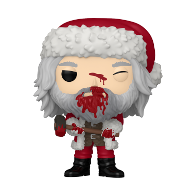 Figura Funko Pop de Papai Noel com sangue no rosto e martelo