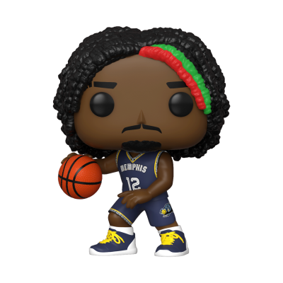 Figura Funko Pop de jogador de basquetebol Memphis com cabelo preto encaracolado e detalhe em verde e vermelho