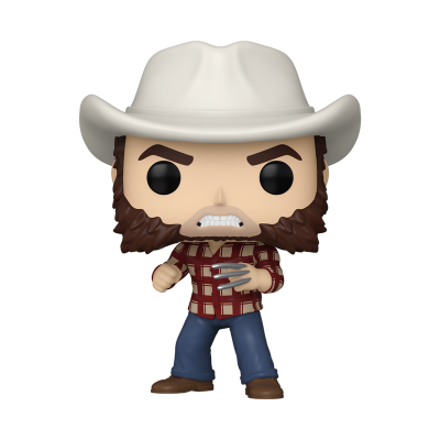 Figura Funko Pop homem com chapéu branco e camisa xadrez