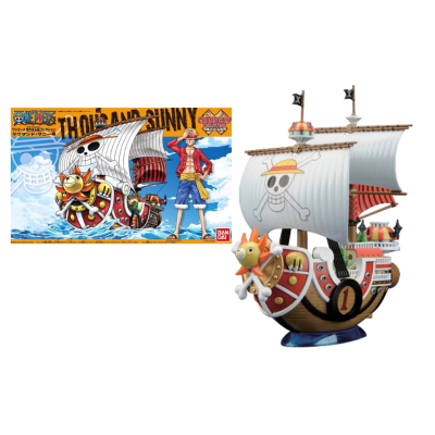 Modelo colorido do navio Thousand Sunny e embalagem