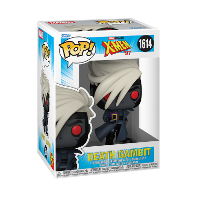 Boneco Funko POP! Death Gambit X-Men 97 em caixa branca e azul com visor transparente
