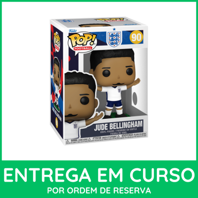 Figura Funko Pop! Jude Bellingham em caixa com design branco e azul