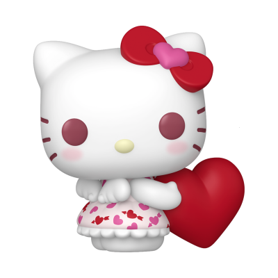 Figura de vinil Hello Kitty com vestido de corações e laço vermelho