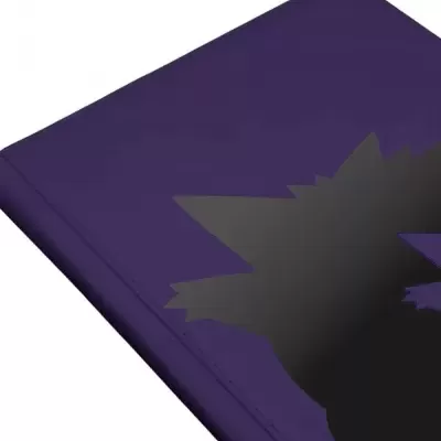 Capa de telemóvel roxa com silhueta preta de personagem de anime