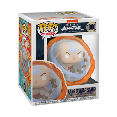 Figura Funko Pop! do Aang em estado Avatar na embalagem