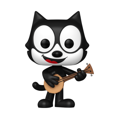 Figura colecionável de gato preto com banjo