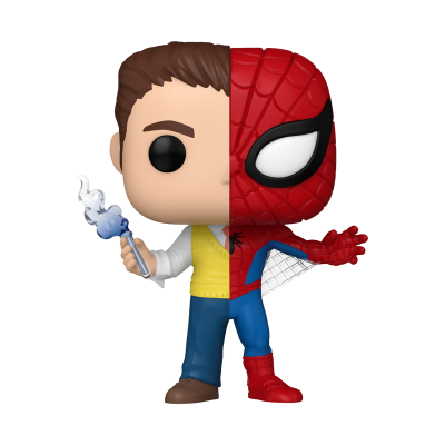 Figura Funko Pop metade personagem masculino metade Homem-Aranha