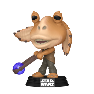Figura Funko Pop Star Wars Jar Jar Binks com bastão azul