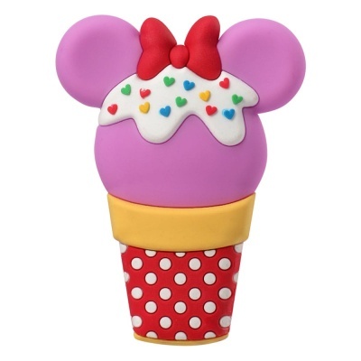 Brinquedo em forma de gelado Minnie com orelhas lilás e laço vermelho