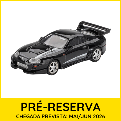 Miniatura de carro desportivo preto com spoiler e letras VeilSide