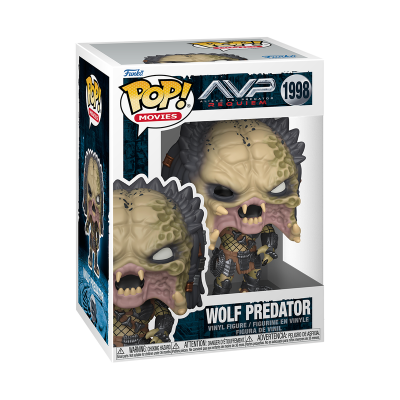 Boneco Funko Pop 'Wolf Predator' do filme AVP Requiem em embalagem de vinil